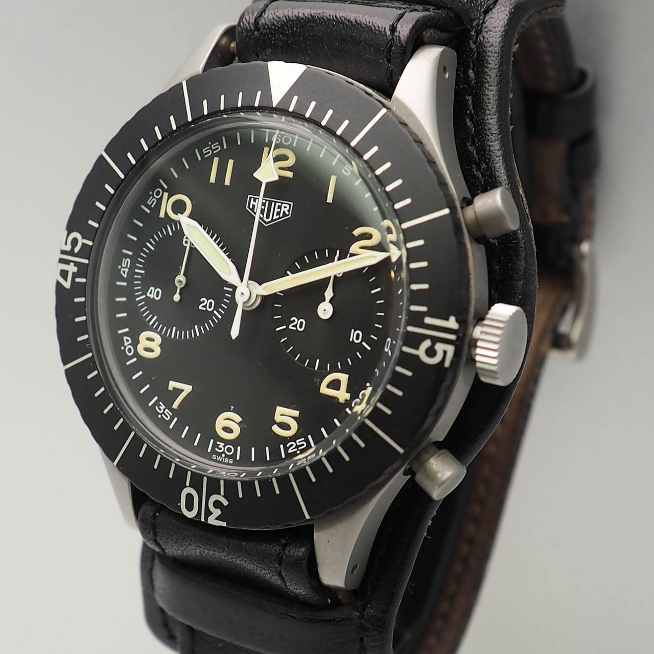 Heuer Bundeswehr Chronograph SG 1550 Tritium TOP Ihr